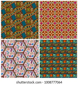 Set of vector patterns in style African or Asian backgrounds for design or fabrics.