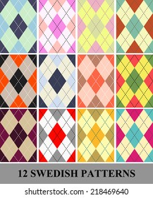Set of vector patterns of Swedish rhombus