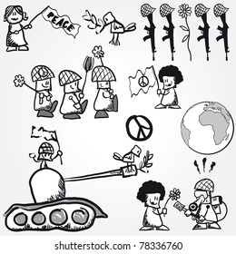 Set of Vector peace concept symbol anti-war