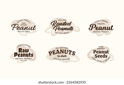 Set of vector peanuts vintage logo and peanuts illustrations