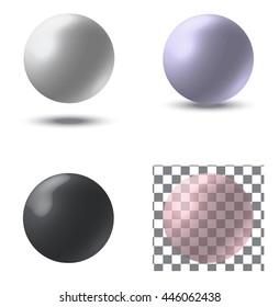 set of vector pearl objects with a shadow