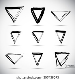 Set of vector pen scribbles. Grunge pen triangles. Quick bubble sketches. Triangle sketches.