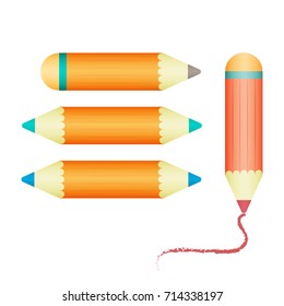 Set of vector pencils. Illustration with a number of color pencils. Vector clip art.