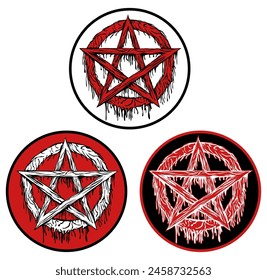 Set vector pentagram sign icon. Pentacle darkness symbol design illustration