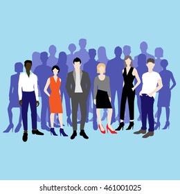 Set of vector people. Characters, team, office people. Vector illustration.
