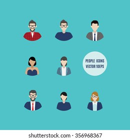 Set of vector people icons. Man and woman portraits.