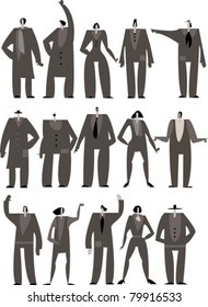 set of vector people silhouettes on white background