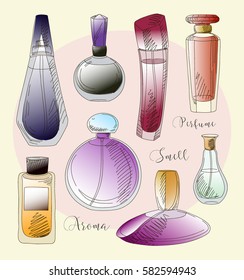 Set of vector perfume fashion