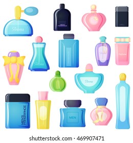 Set of vector perfume fashion container smell spray