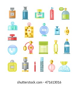 Set of vector perfume fashion container smell spray pixel art