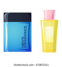 Set of vector perfume fashion container smell spray