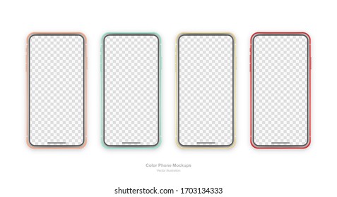 Set of vector phones isolated on white background. Realistic template. Mock up with empty screen for business presentations.