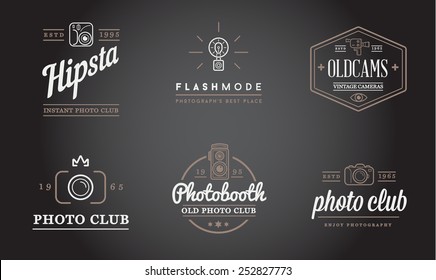 Set of Vector Photo Camera Photography Elements and Video Camera Icons Illustration can be used as Logo or Icon in premium quality