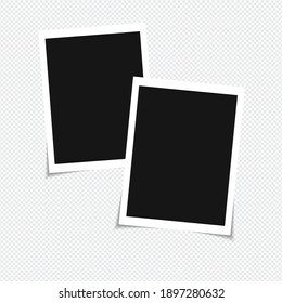 Set of vector Photo frame mockup design on sticky tape isolated on transparent background 