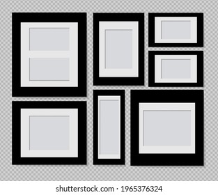 Set of vector Photo frame mockup design on sticky tape isolated on transparent background 