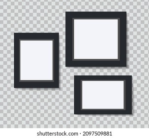 Set of vector Photo frame mockup design on sticky tape isolated on transparent background 
