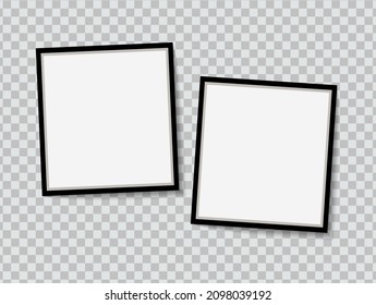 Set of vector Photo frame mockup design on sticky tape isolated on transparent background 
