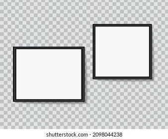 Set of vector Photo frame mockup design on sticky tape isolated on transparent background 