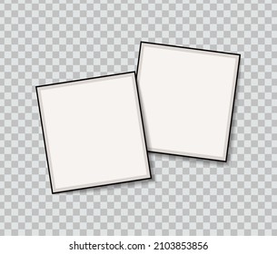 Set of vector Photo frame mockup design on sticky tape isolated on transparent background 