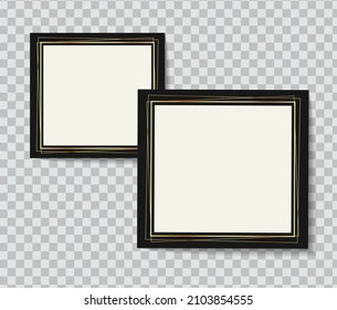 Set of vector Photo frame mockup design on sticky tape isolated on transparent background 