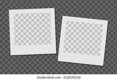 Set of vector Photo frame mockup design on sticky tape isolated on transparent background 