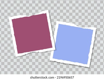 Set of vector Photo frame mockup design on sticky tape isolated on transparent background 