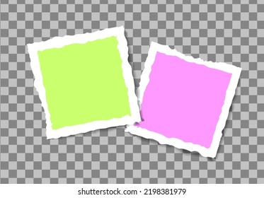 Set of vector Photo frame mockup design on sticky tape isolated on transparent background 