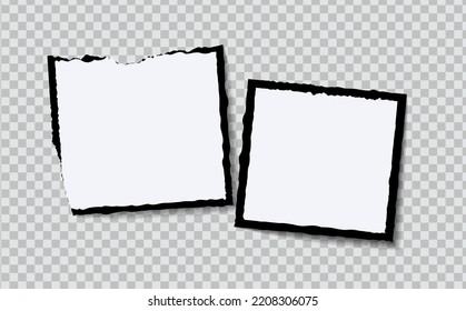 Set of vector Photo frame mockup design on sticky tape isolated on transparent background 