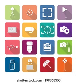 Set of vector photography icons in flat design set 3