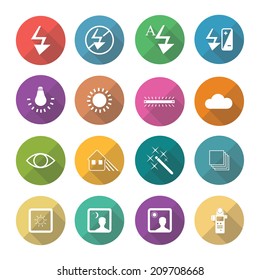 Set of vector photography icons in flat design set 4