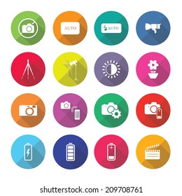 Set of vector photography icons in flat design set 2