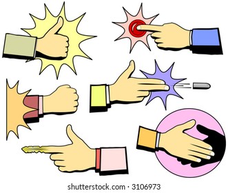 Set of vector pictograms of business man's hands