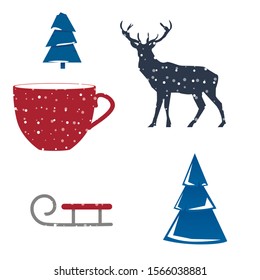 set of vector pictures of winter