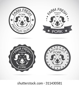 Set of vector pig label on white background