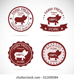 Set of vector pig label on white background