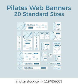 Set of vector pilates web banners