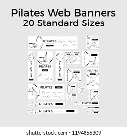 Set of vector pilates web banners