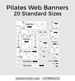 Set of vector pilates web banners