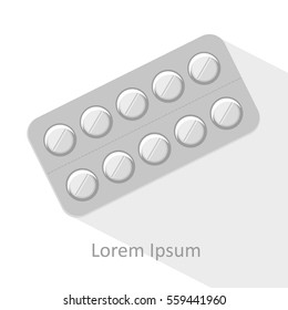 Set of vector pills and capsules. Icons of medication. Vector illustration