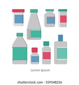 Set of vector pills and capsules. Icons of medication. Vector illustration