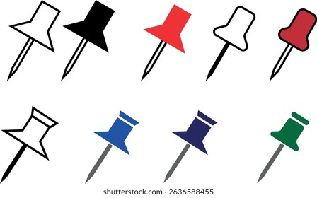 Set of vector pin or attach icons