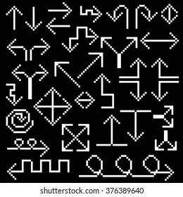 Set of vector pixel arrows