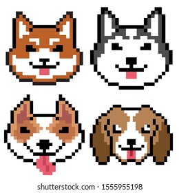 Set Vector Pixel Art Dogs Isolated Stock Vector (Royalty Free ...