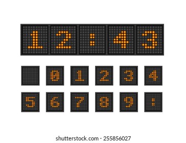 Set of vector pixel numbers of lighting bulb shows time