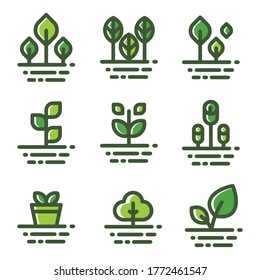 set vector plant garden nature