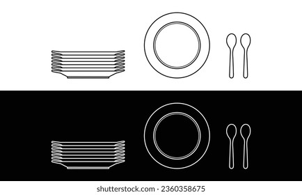 Satz von Vektorplatte und Löffelsymbol-Design