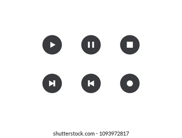 Set of vector player button. Element for design mobile app, website or music player. Simple interface button play, pause, stop, record