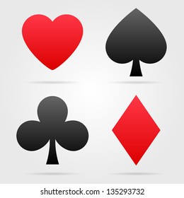 Set Of Vector Playing Card Symbols With Shadows