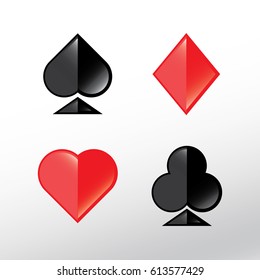 Set of vector playing card symbols, vector illustration