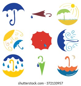 set of vector plots from different umbrellas/set of various umbrellas 